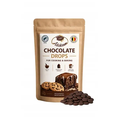 Produktbild von BESTE dunkle Schokolade 1 kg Drops 72% ADIKAM für Schokobrunnen, Fondue und Gebäck