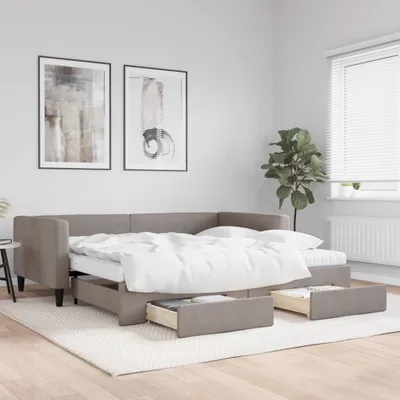 Obrázek produktu pro Rozkládací denní postel se zásuvkami Taupe 100x200 cm látka
