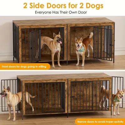 Immagine prodotto di Gabbia per cani - Trasportino per cani - Cuccia per cani - Gabbia per cani di grossa taglia - Rifugio per cani - Gabbia in legno con divisorio