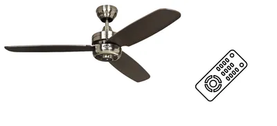 Zdjęcie produktu dla Wentylator sufitowy z pilotem zdalnego sterowania Night Flight 132 cm chrom szczotkowany / wenge