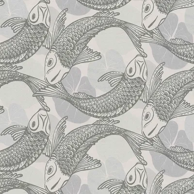 Produktbild von Livingwalls asiatische Tapete Metropolitan Stories Tapete mit Fischen Mio Tokio Vliestapete grau weiß schwarz 10,05 m x 0,53 m