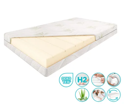 Produktbild von Kindermatratze 90 × 200 cm H2 Kaltschaum, atmungsaktiv, Aloe-Vera-Bezug, wendbar | SOVIO KIDS+