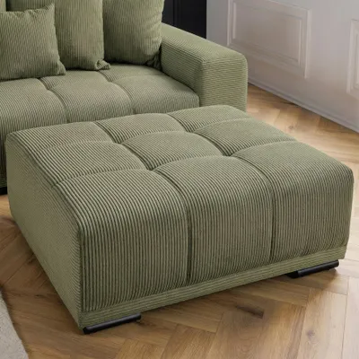 Produktbild von riess-ambiente Sitzhocker ELEGANCIA 110cm grün Cord Metallfüße mit Ziersteppung und Rundum-Bezug