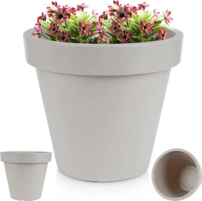 Obrázok produktu pre Vilde záhradný kvetináč Kvetináč na záhradu béžový okrúhly 39x35 cm