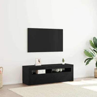 Image de Maison Exclusive - Meuble TV, dimensions 120 x 35 x 40 cm, finition noire imitation chêne, fabriqué en panneaux de particules