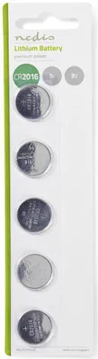 Produktbild von Nedis Lithium-Knopfzelle CR2016 - 3 V DC - 5-Pack
