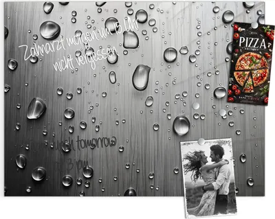 Produktbild von Magnettafel 120x90cm Pinnwand Whiteboard beschreibbar - Wassertropfen auf Metall