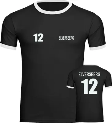 Produktbild von multifanshop Kontrast T-Shirt - Elversberg - Trikot Nummer 12, schwarz/weiß, Größe XL