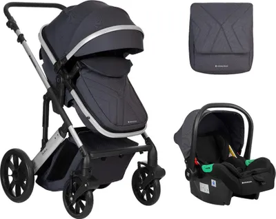 Produktbild von Kikkaboo Kinderwagen Darling 3 in 1 Sportsitz Tragetasche Autositz Wickeltasche grau gemustert