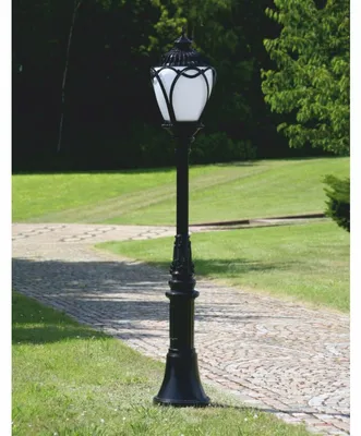 Produktbild von Casa Padrino Jugendstil Gartenlaterne Schwarz / Weiß H. 389,5 cm - Außenbeleuchtung