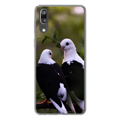 Produktbild von MuchoWow® Handyhülle Schutzhülle Hülle für Huawei P20 Vögel - Zweig - Blätter Silikon Softcase Handy Hülle - Hardcover