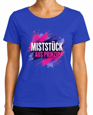 Productafbeelding van Grappig dames T-shirt met een sarcastische uitdrukking, blauw, maat M