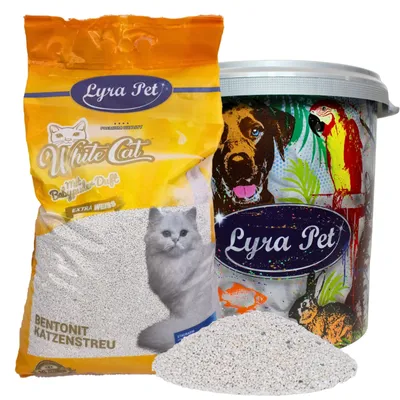 Produktbild von 15 Liter Lyra Pet® White Cat® Katzenstreu Bentonit mit Babypuderduft in 30 L Tonne