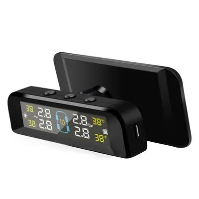 Produktbild von TPMS Reifendruck Kontrollsystem | 3,5" Wireless Reifendruck Überwachung mit Solar/USB Ladefunktion, 4 Externe Sensoren, IPX7 Wasserdicht