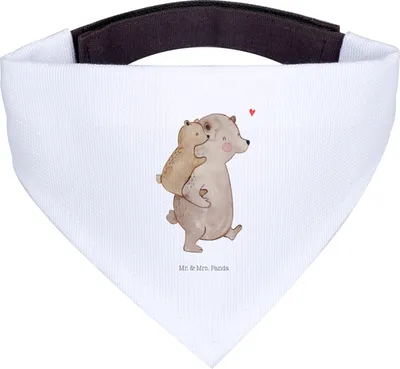 Produktbild von Mr. & Mrs. Panda Halstuch Papa Bär - Weiß - Geschenk, Vatertag, Vater, Muttertag, Tuch, Hunde, Hund, Geburtstag, Für