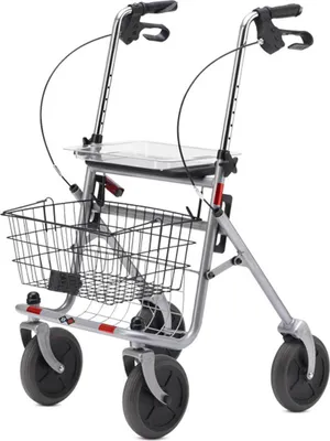 Produktbild von Bischoff & Bischoff Senio Standard Rollator, faltbar - höhenverstellbare Gehhilfe inkl. Korb, Tablet & Stockhalter