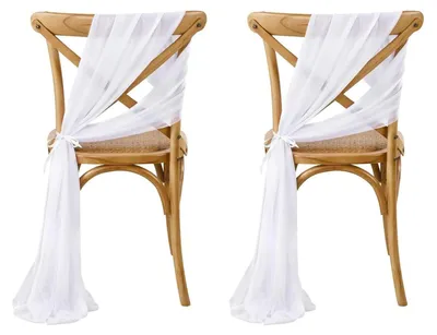 2 Stück Organza-Stuhlschleifen, weiß, 275 x 20 cm, für Hochzeitsdeko