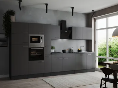 Produktbild von Küche Küchenzeile Küchenblock Grau Matt Grau Oliver 370 cm Respekta