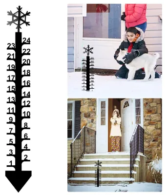 Produktbild von Schneemesser aus Metall, Schneeflocken-Design, präzise Schneemengenmessung, windfest, ideal für die Weihnachtsdekoration im Garten, auf dem Rasen oder im Hof