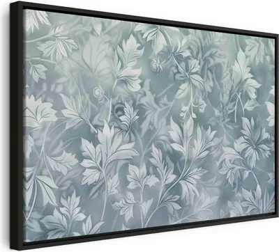 Produktbild von Italienischer Leinwand Leinwandbild - Ornaments in Worn Muted Turquoises: Delicate Plant Pattern 90x60 cm Muster f-H-10014-b-a