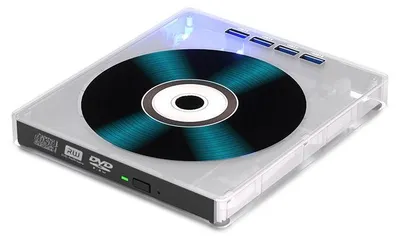 Zdjęcie produktu dla Nagrywarka DVD/CD 8 w 1 z USB-C i czytnikiem kart, 8X zapis, 24X odczyt, przenośny napęd zewnętrzny do laptopa z systemem Windows