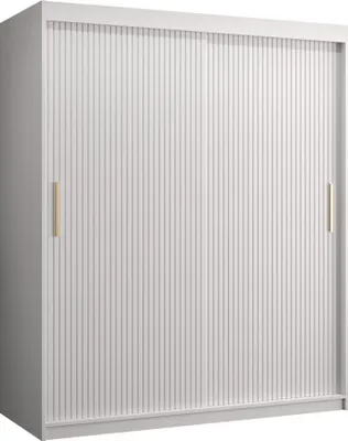 Produktbild von MIRJAN24 Kleiderschrank Riflo Slim 1 150, Schwebetürenschrank mit zwei Kleiderstangen, Garderobe (Farbe: Weiß, Größe: 150 cm)