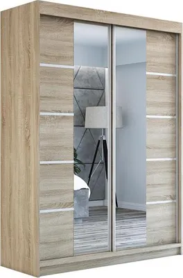 Produktbild von Schwebetürenschrank Kleiderschrank ERA 160 cm Schrank Garderobe Spiegel.Verschiedene Farben (Weiß, Schwarz, Somona). Möbel vom Hersteller!