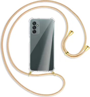 Produktbild von Handykette Backcover-Schutzhülle mit Band (Metall goldfarben) für Samsung Galaxy M23 - Goldkordel