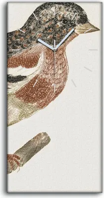 Produktbild von Wanduhr Bürouhr Leinwand Bild Geräuschlos 30x60 Zeichnung Tier Vogel Zweig Kunst - weiße Hände