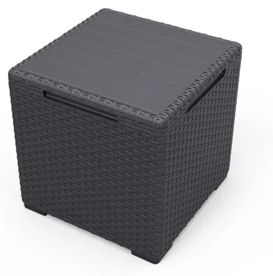 Produktbild von Aufbewahrungsbox 3in1 Schwarz Beistelltisch Hocker Gartentruhe 37x37x37cm