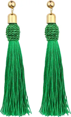 Produktbild von Böhmische Hochzeit Quaste Ohrstecker lange baumelnde Ohrringe Braut Brautjungfer Schmuck-Grün