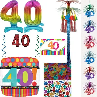 Produktbild von 40. Geburtstag Deko bunt Partyset Dekoration Geburtstagsdeko Zahl Frau Mann Jubiläum
