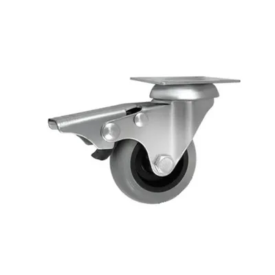 Produktbild von Möbelrad Möbelrollen 75 mm, Lenkrolle mit Platte und Bremse, Tragfähigkeit 70kg / M72TPUH