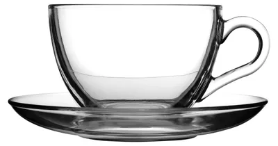 Kaffeeset aus Glas, 6 Tassen mit Untertassen, 240 ml