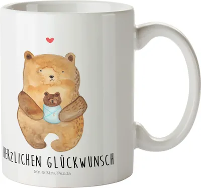 Produktbild von Mr. & Mrs. Panda Haferl Bär Baby - Weiß - Geschenk, Nichte, Teddy, Eltern, Kinderbecher, Mehrwegbecher, Reisebecher, Geburt, Mutter, Plastikbecher, Pott