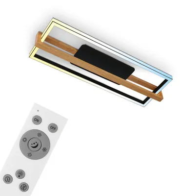 Immagine prodotto di Lampada da soffitto a LED CCT, nera, con legno, LED/50W