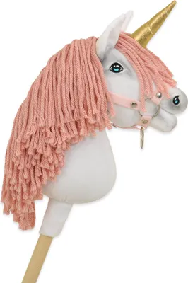 Produktbild von Hobby Horse Einhorn auf Stab - Weiß mit rosa Mähne und goldenem Horn