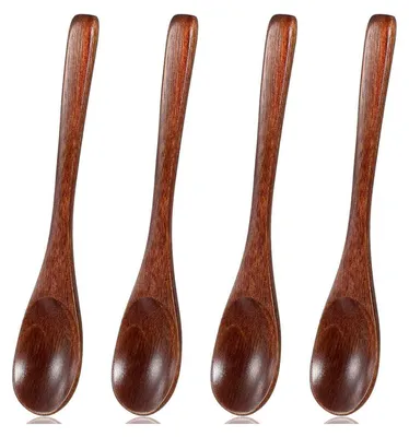 Produktbild von 4er-Set kleine Holzlöffel aus natürlichem Olivenholz für Kaffee Honig Gewürze und Suppe