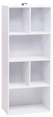 Image de Étagère de rangement avec 6 compartiments | Blanche | 50x30x118 cm