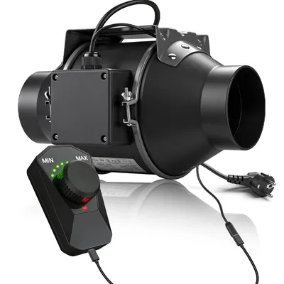 Produktbild von 100mm Rohrventilator 3000 RPM mit Frequenzumrichter EC-Motor 35W, Knopfverstellung 212 CFM 35-53 dB, Kanalventilator für Küche Garage Grow-Zelte