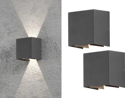 Produktbild von 2er Set LED Außenleuchte Anthrazit Up & Down Fassadenbeleuchtung Hauswand Garten