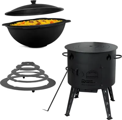 Produktbild von Ø44cm Uchag 2mm Stahl Adapter-Ringe 16L Kazan eben Kasan Kessel Utschag Utschak-Ofen Feldküche Feuerstelle Campingofen Außenküche Eintopfofen