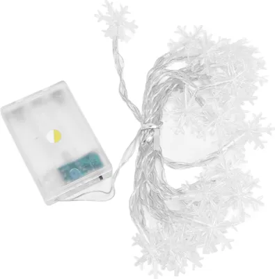 Image de Guirlande lumineuse LED flocon de neige 20 LED à piles pour Noël, intérieur, extérieur, fête