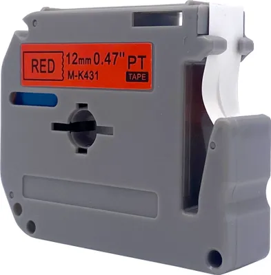 Produktbild von DULA Etikettenband - Kompatibel mit Brother P-Touch M-K431 - 1 Stück - Schwarz auf rot - 12mm x 8m