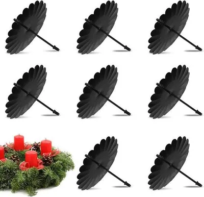 Obrázok produktu pre Uniqoos® Držiaky na sviečky pre adventný veniec – 8 kusov, kovové, priemer 8 cm, čierna farba, oceľ, dekoratívne držiaky na sviečky pre vianočný veniec