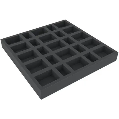 Productafbeelding van Schuimrubberinlegger met 25 compartimenten voor bordspellen, afmetingen 295x295x35 mm