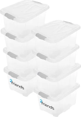 Produktbild von Große Aufbewahrungsboxen 8er Set 30L stapelbar Deckel transparent vielseitig