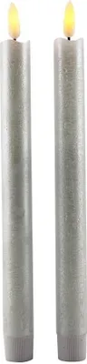 Produktbild von LED Echtwachskerzen Stabkerzen 2er-Set weiß 25,5cm Flackermodus BD-10100