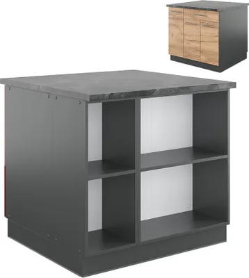 Produktbild von Kücheninsel Vicco Fame-Line Goldkraft Eiche/Anthrazit 90 cm mit Schublade, ohne Arbeitsplatte, Model 38714