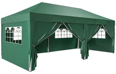 Produktbild von 6x3 m Faltpavillon Pop-up Gartenpavillon mit Seitenteilen Fenster Partyzelt UV-Schutz Tragetasche Grau